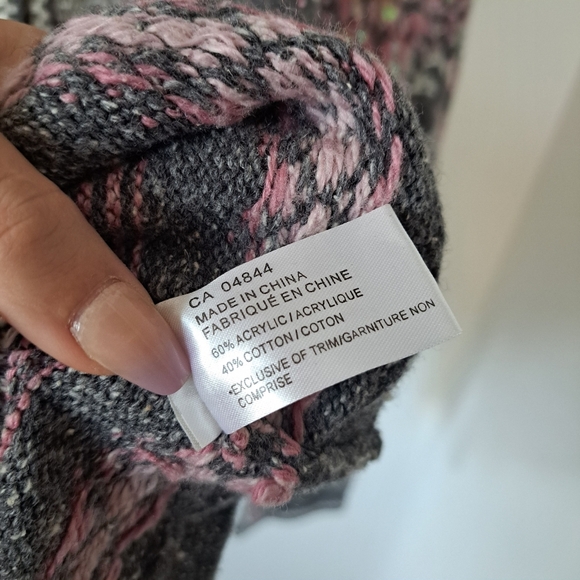 Sears | vintage Pink, grey & white with front sequins zip up sweater - Picture 7 of 10